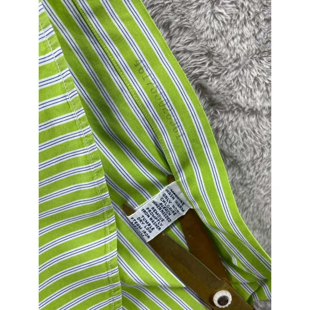 Polo Ralph Lauren Regent Custom Fit Green Blue Stripe Button Down Shirt Men's XL